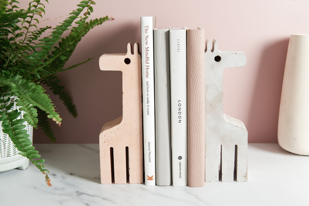Concrete Giraffe Bookends