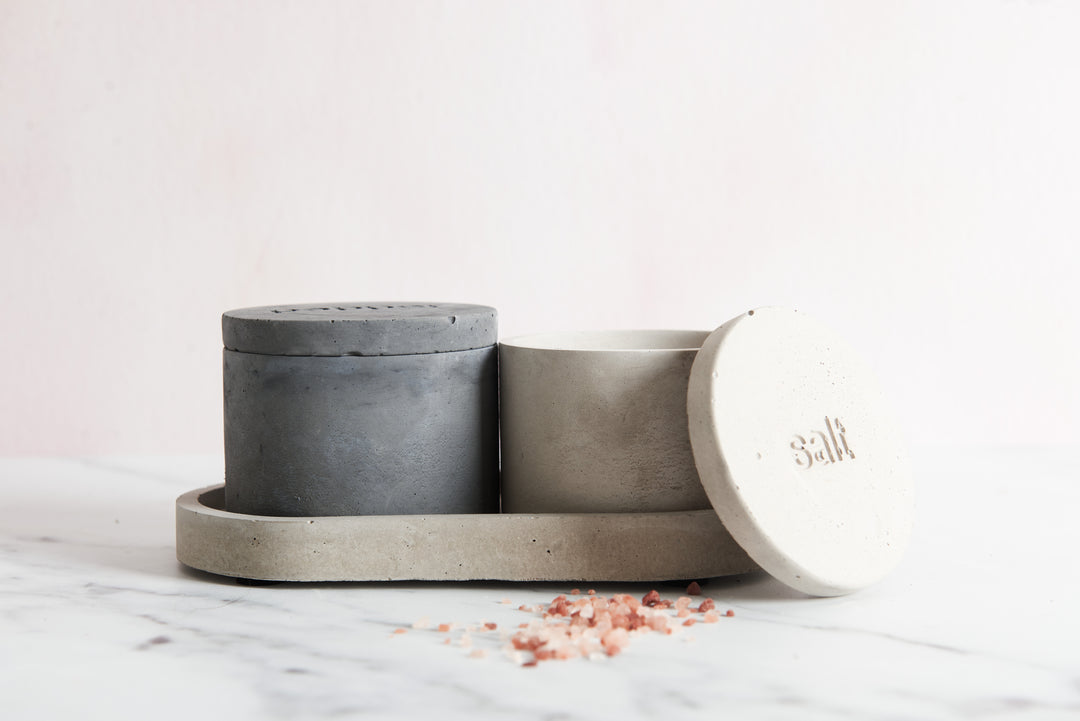 Salt and Pepper Concrete Pinch Pot Set