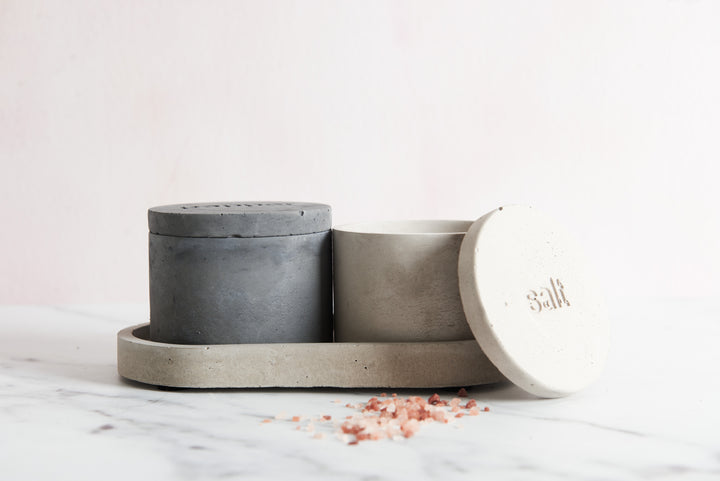 Salt and Pepper Concrete Pinch Pot Set