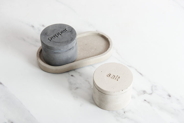 Salt and Pepper Concrete Pinch Pot Set
