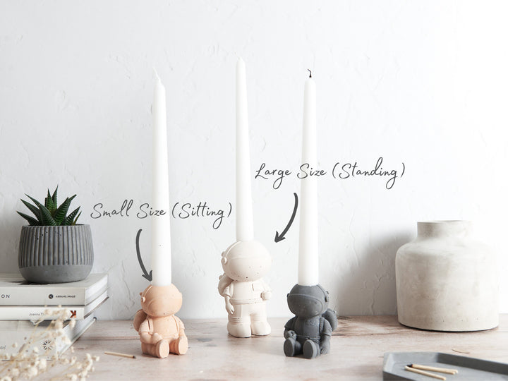 Astronaut Shaped Concrete Candle Stick Holders