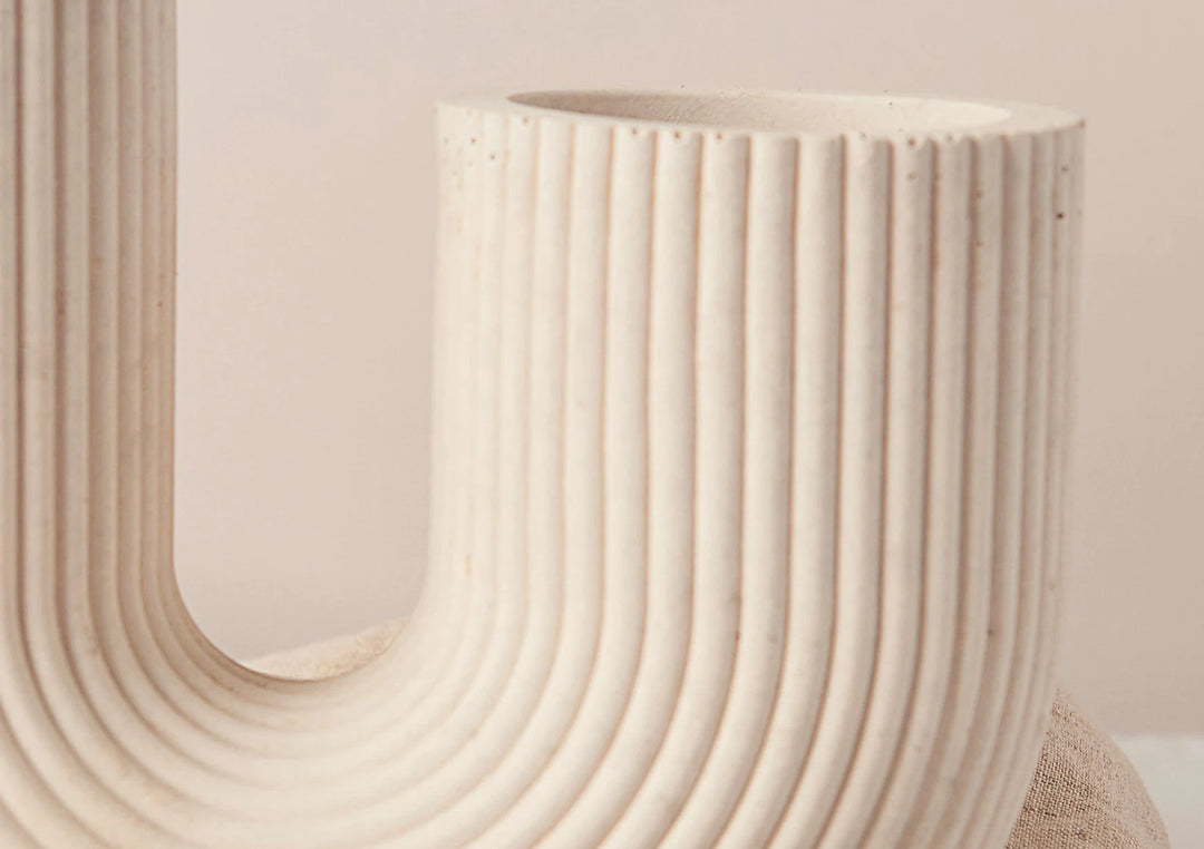 White Concrete U-Shaped Vase