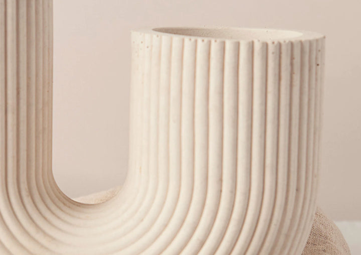 White Concrete U-Shaped Vase
